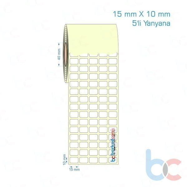 15x10 mm 5'li Yanyana Etiket (Kuşe, Vellum, Eko / Lamine Termal) Fiyatları