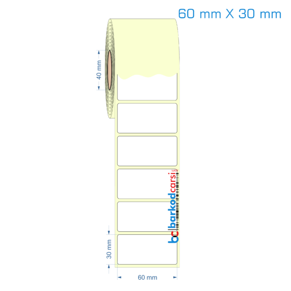 60x30 mm Etiket (Kuşe, Vellum, Eko / Lamine Termal) Fiyatları