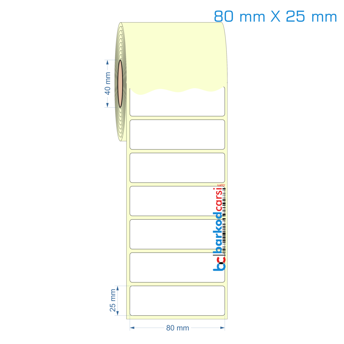 80x25 mm Etiket (Kuşe, Vellum, Eko / Lamine Termal) Fiyatları