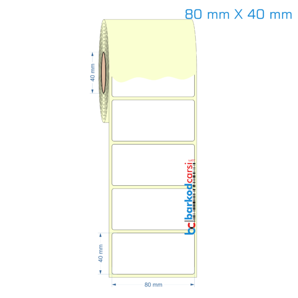 80x40 mm Etiket (Kuşe, Vellum, Eko / Lamine Termal) Fiyatları