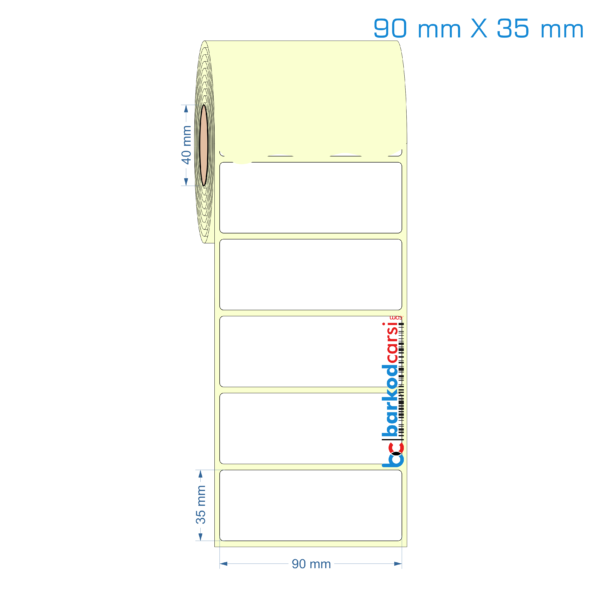 90x35 mm Etiket (Kuşe, Vellum, Eko / Lamine Termal) Fiyatları